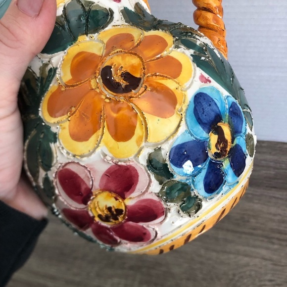 Vtg Italian Handcrafted Floral Ceramic Pitcher - Picture 13 of 15